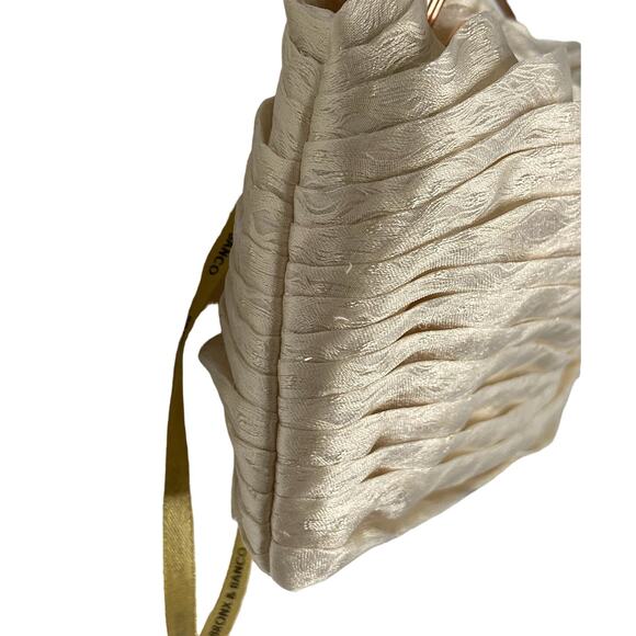 Bronx and Banco Tiara Pleated Strapless High-Low Gown Jacquard Cream Size XS - Picture 12 of 13